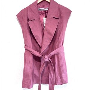 Zara belted blazer top blouse women’s size XS-S NWT